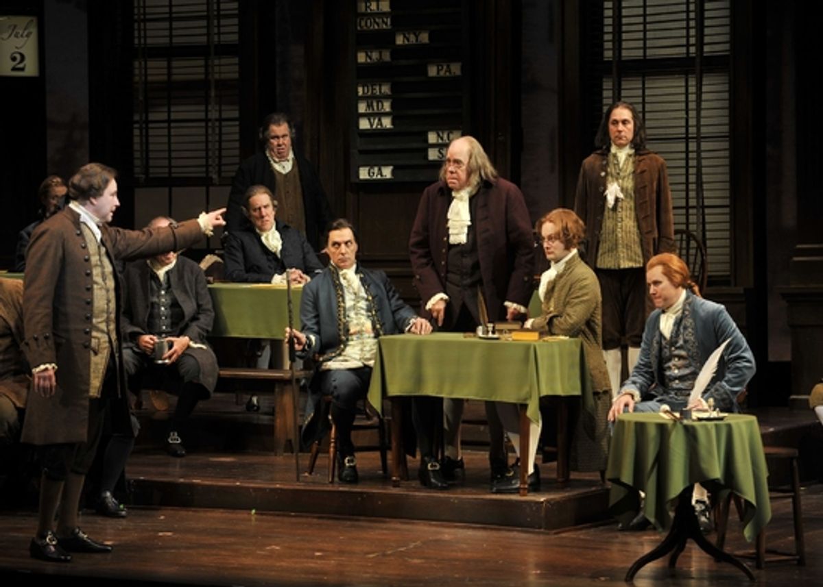 Don Stephenson (John Adams), Robert Cuccioli (John Dickinson), Conrad John Schuck (Benjamin Franklin), Kevin Earley (Thomas Jefferson), and the Cast at 